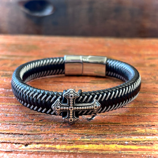 Stainless Steel Bold Cross Bracelet