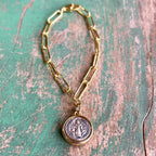 Two-Tone St Benedict Paperclip Necklace or Bracelet or Earrings