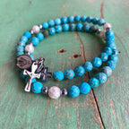 Rosary Wrap Bracelet with Silver Accents