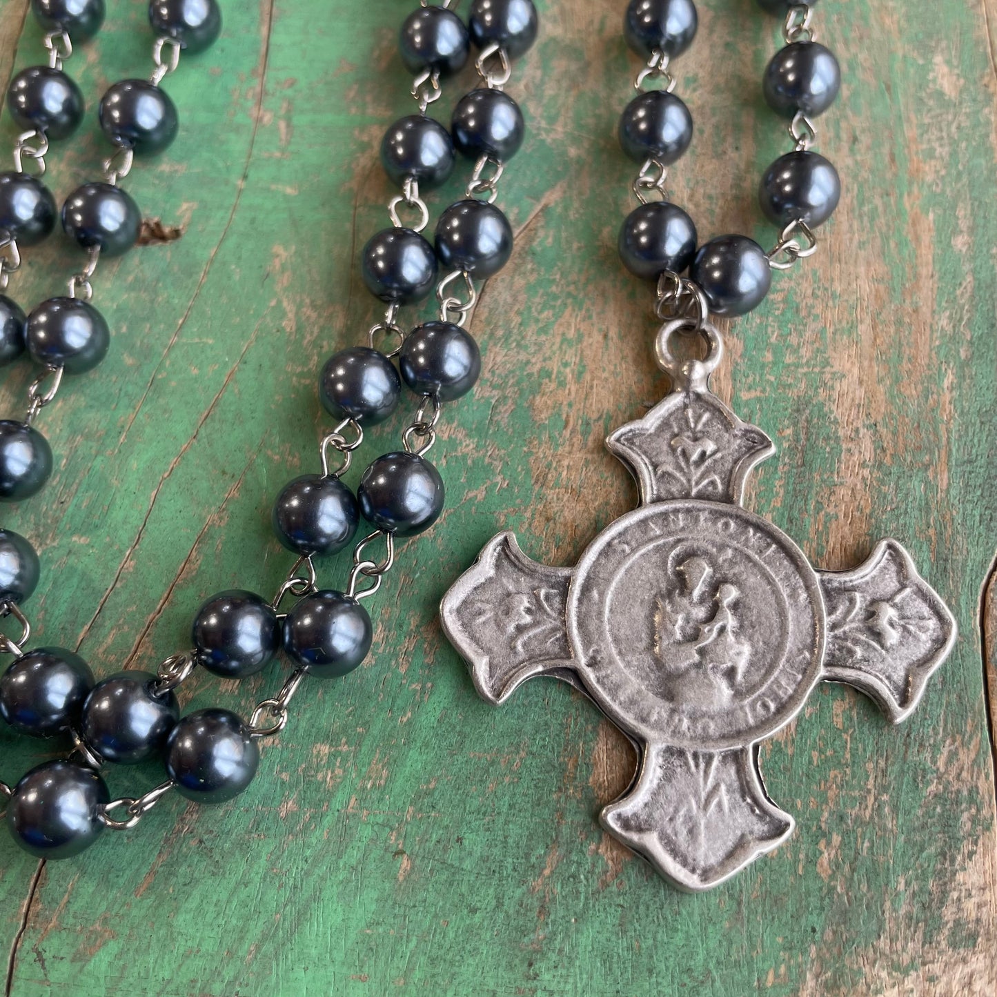 St Anthony Cross Shell Necklace