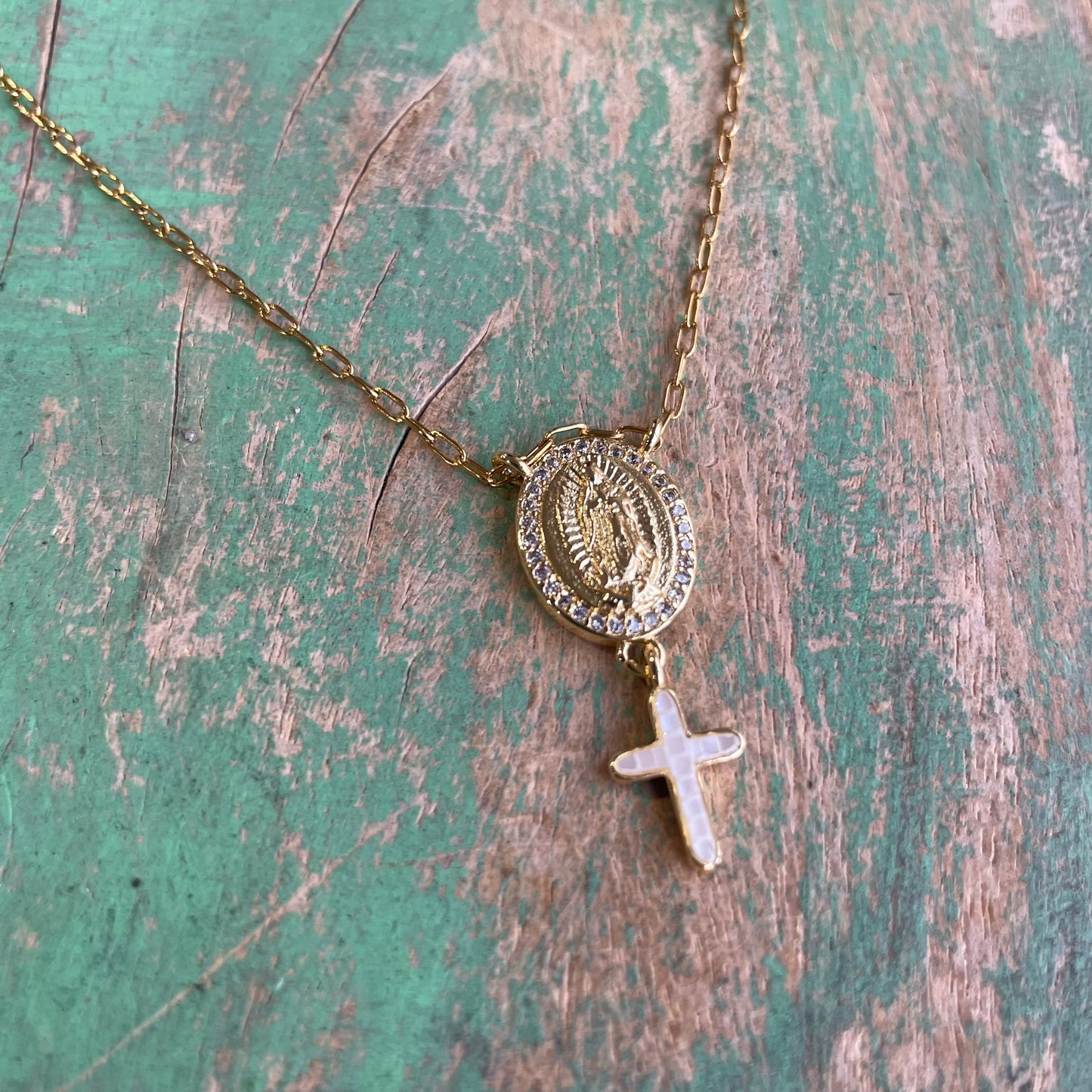 OLG Shell Cross Centerpiece Necklace