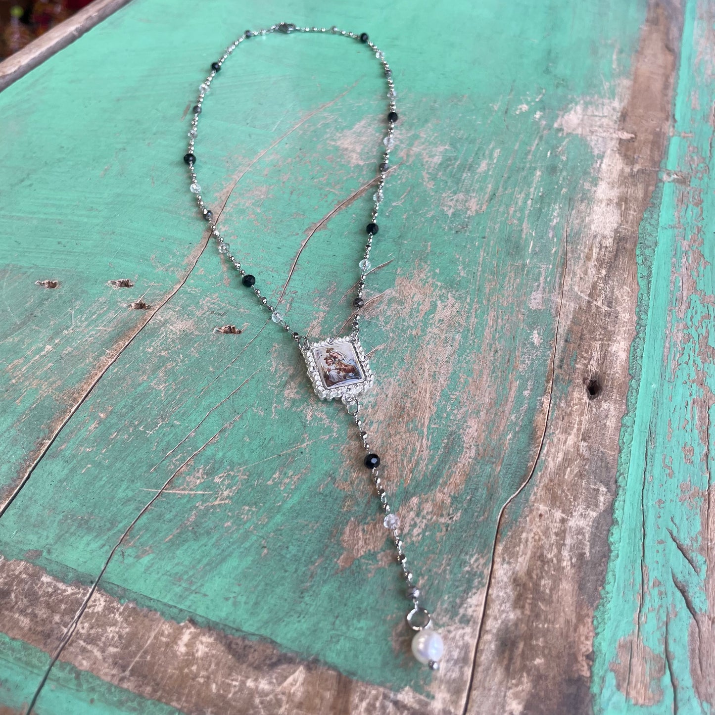 Our Lady of Mt Carmel Drop Necklace