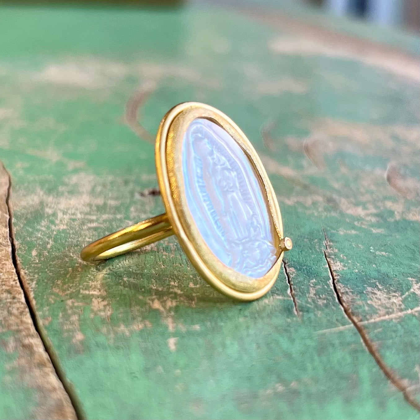 Mother of Pearl OLG with Diamond Accent Ring
