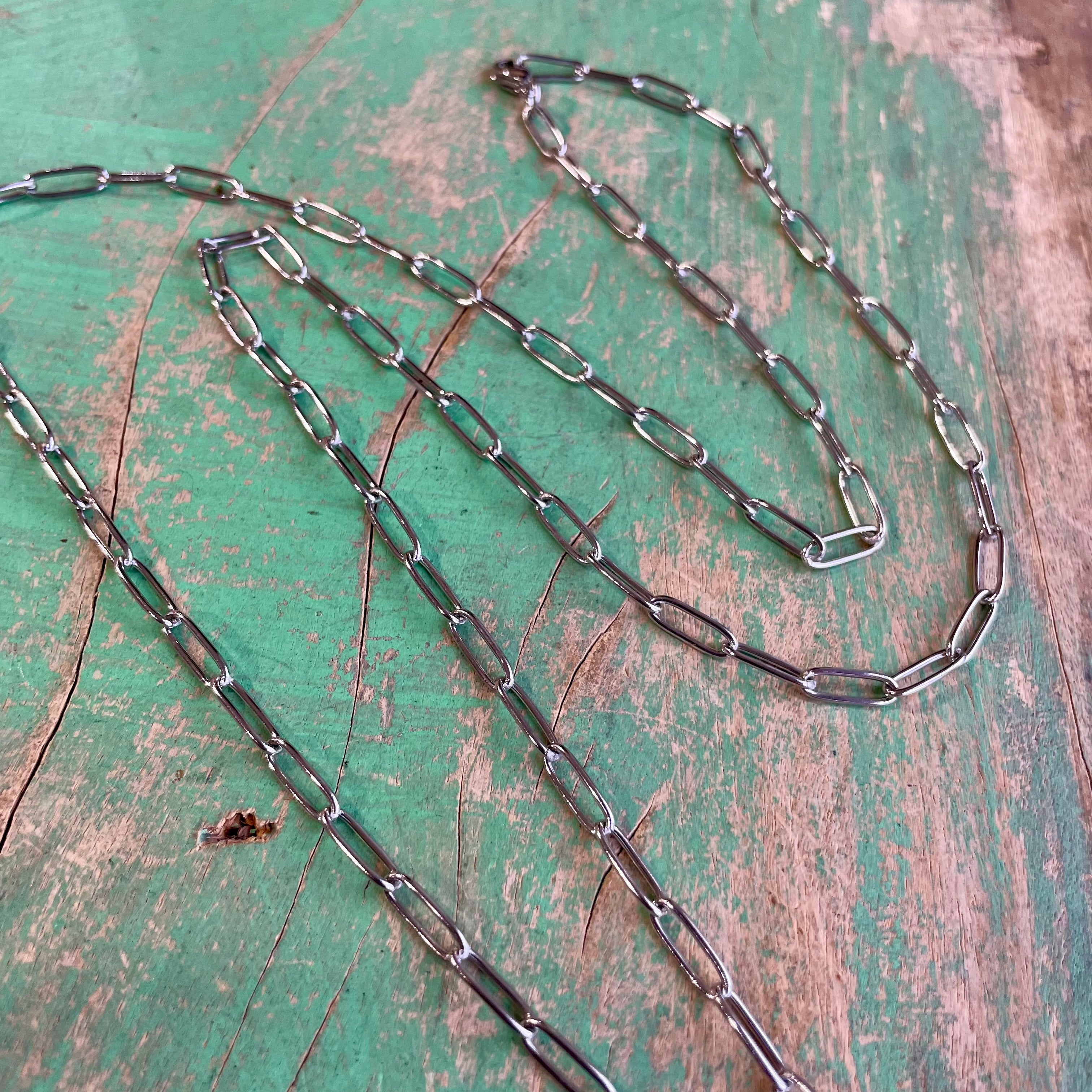 Long Paperclip Madonna and Child Necklace