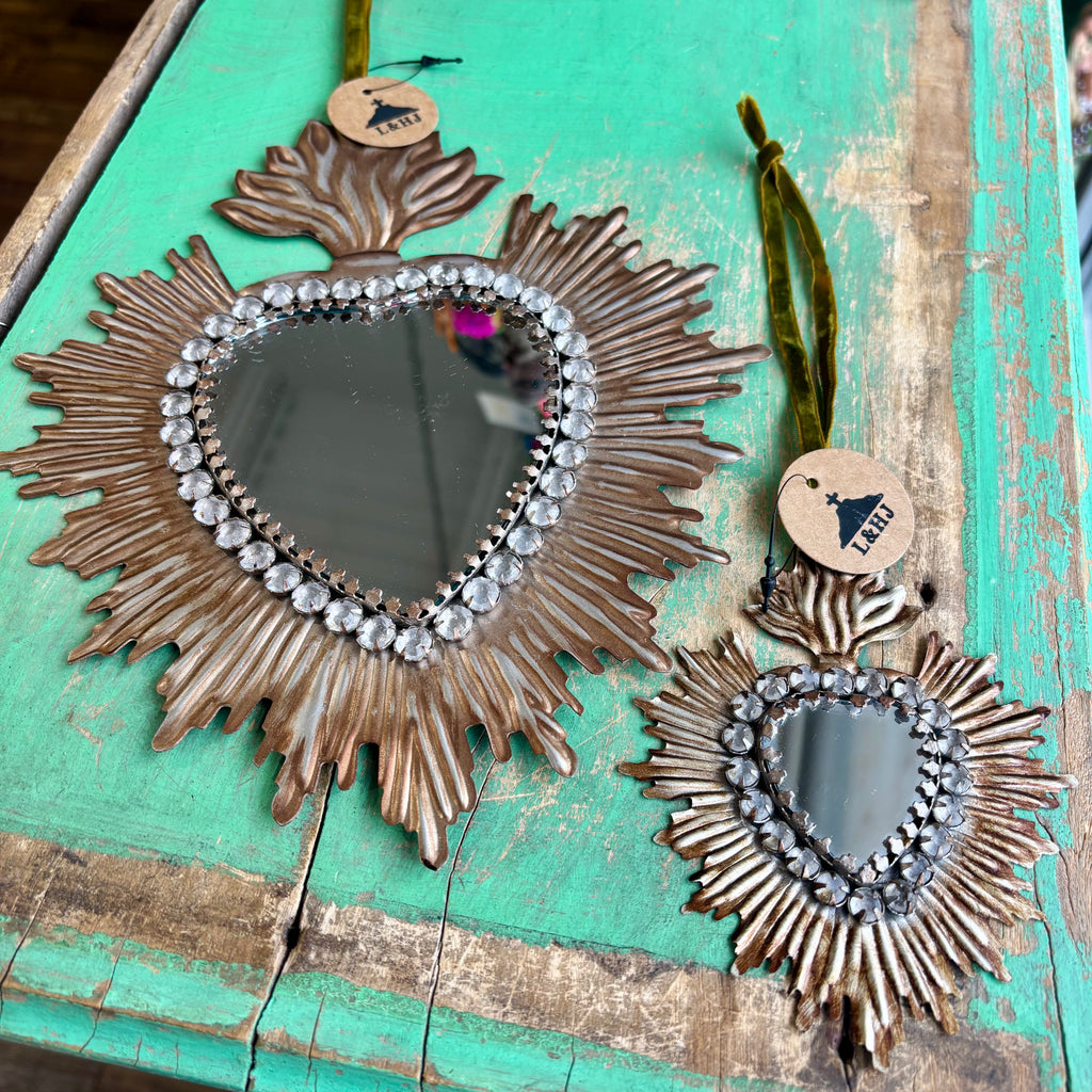 Jeweled Rays Bronze Sacred Heart Mirror