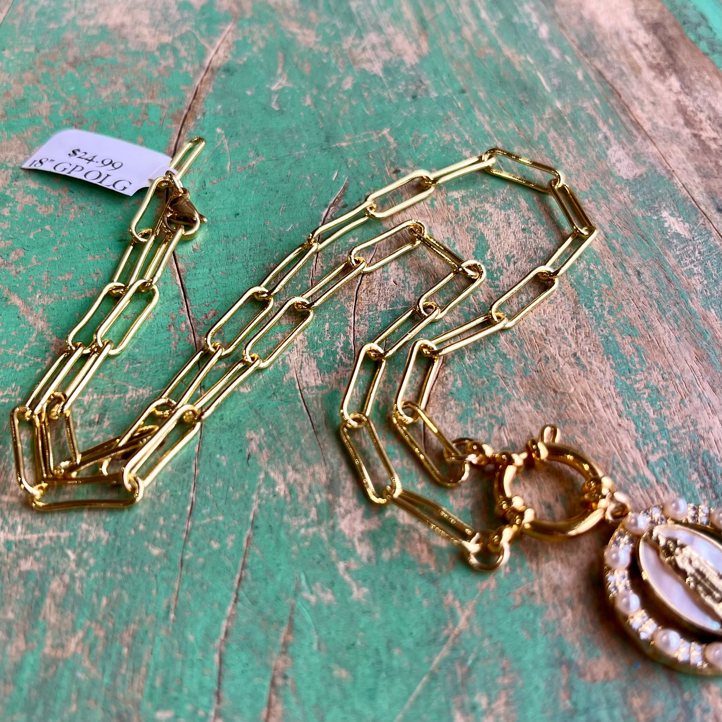 Pearl OLG Paperclip Necklace
