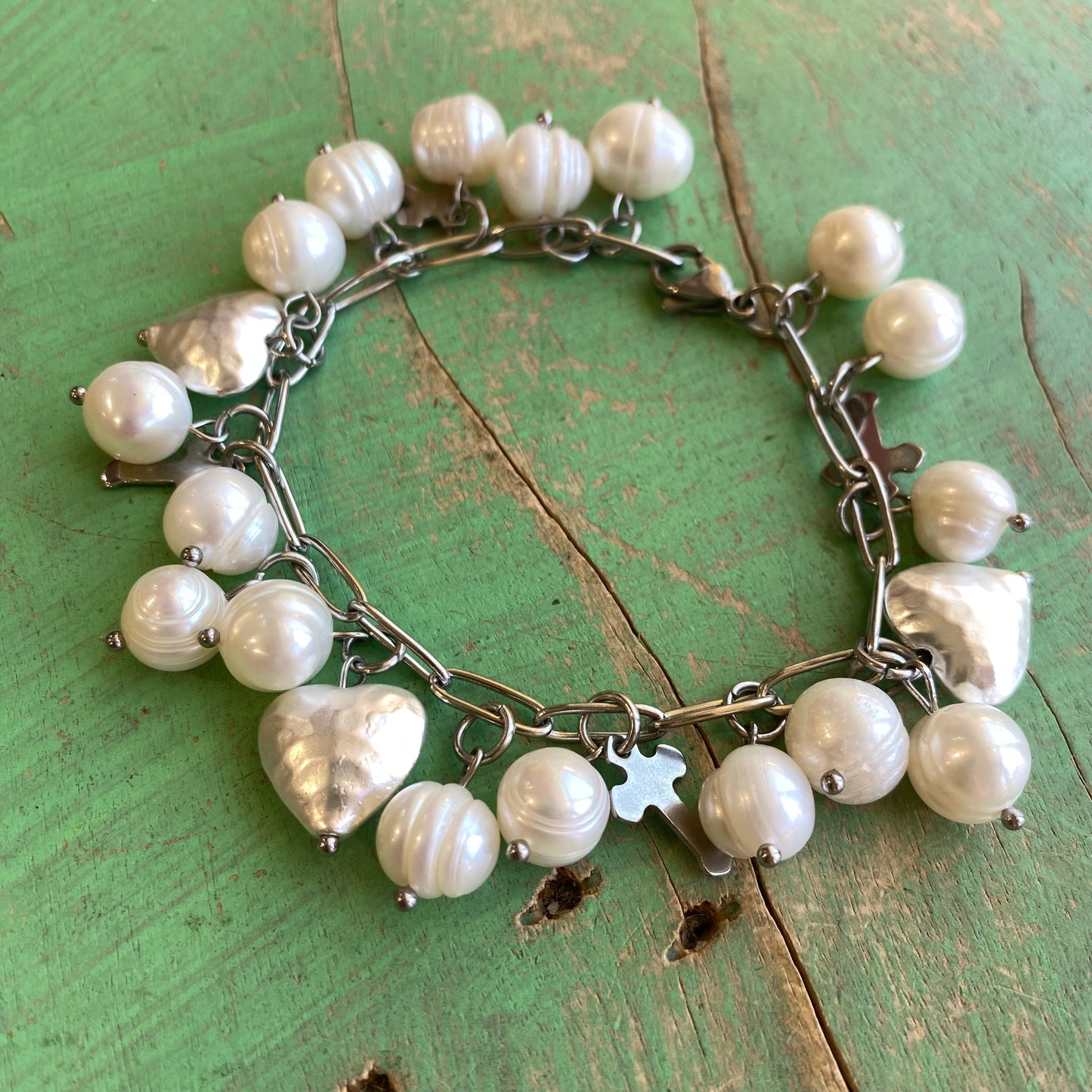 Freshwater Pearl Charm Bracelet and Earrings