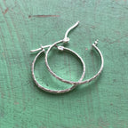 Sterling Silver Wheat Textured Hoop Earrings