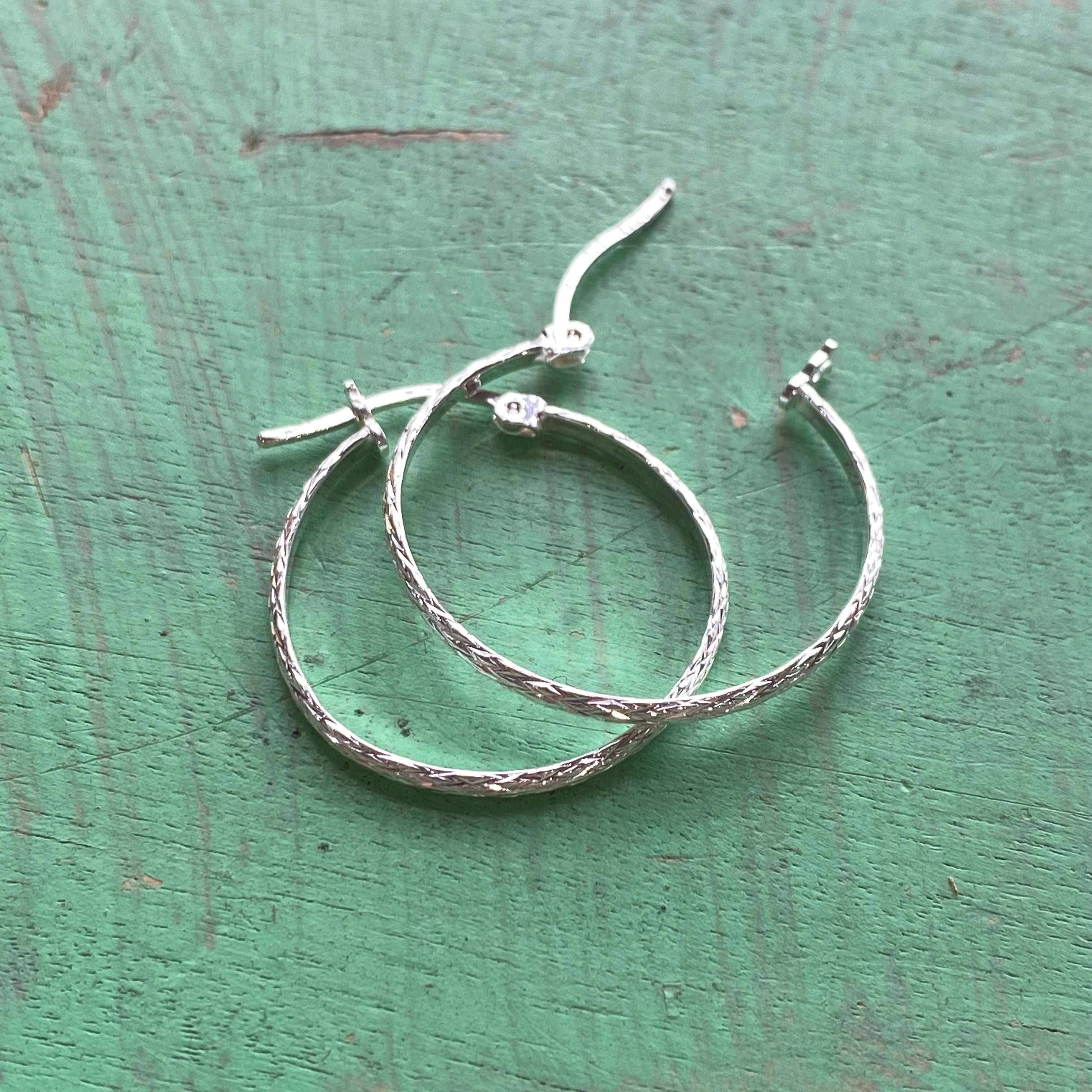 Sterling Silver Wheat Textured Hoop Earrings