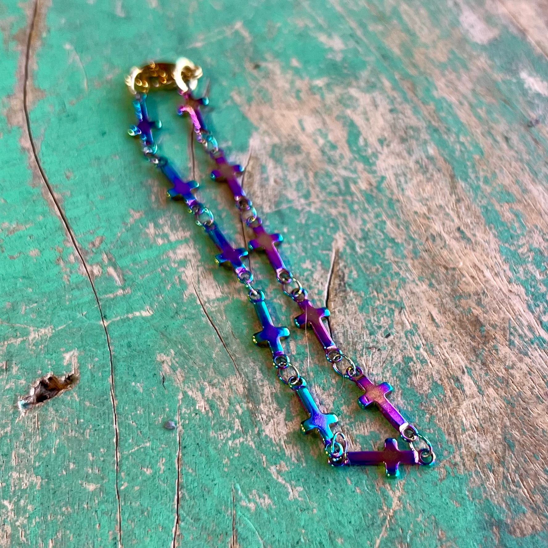 Peacock Tiny Crosses Bracelet