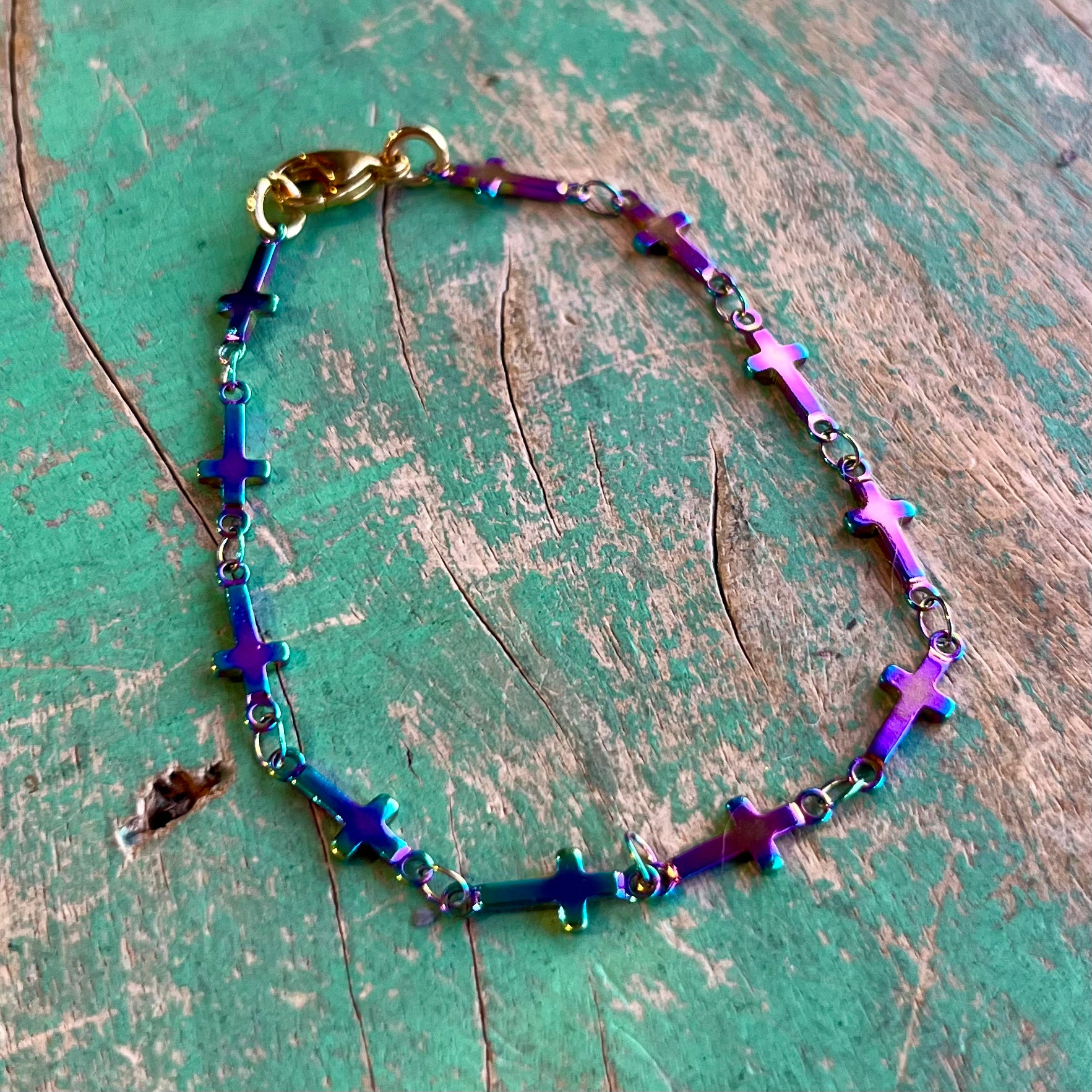 Peacock Tiny Crosses Bracelet