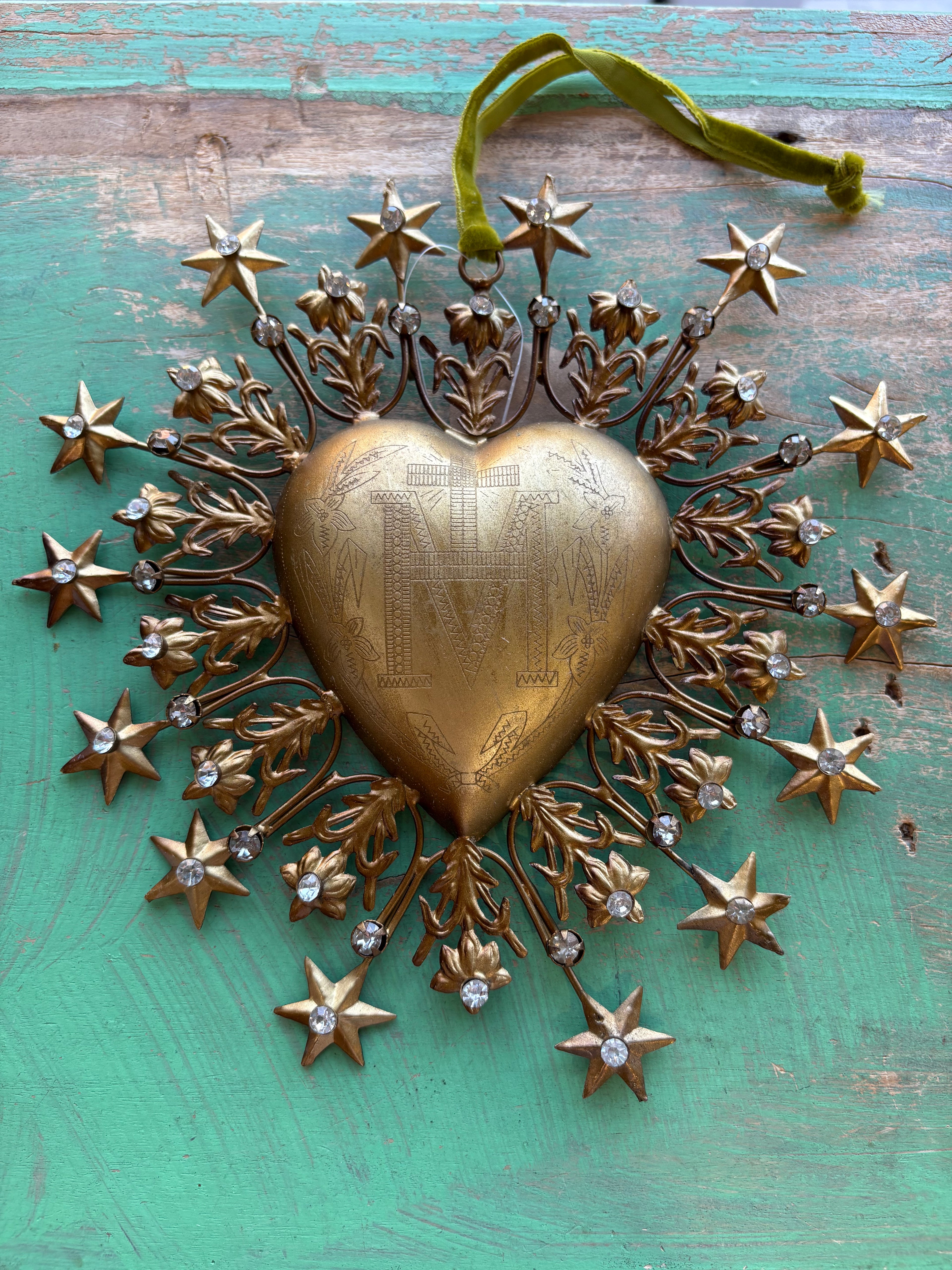 Jeweled Stars Sacred Heart Ornament