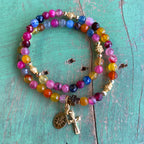 Rosary Wrap Bracelet with Gold Accents