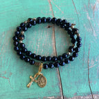 Rosary Wrap Bracelet with Gold Accents