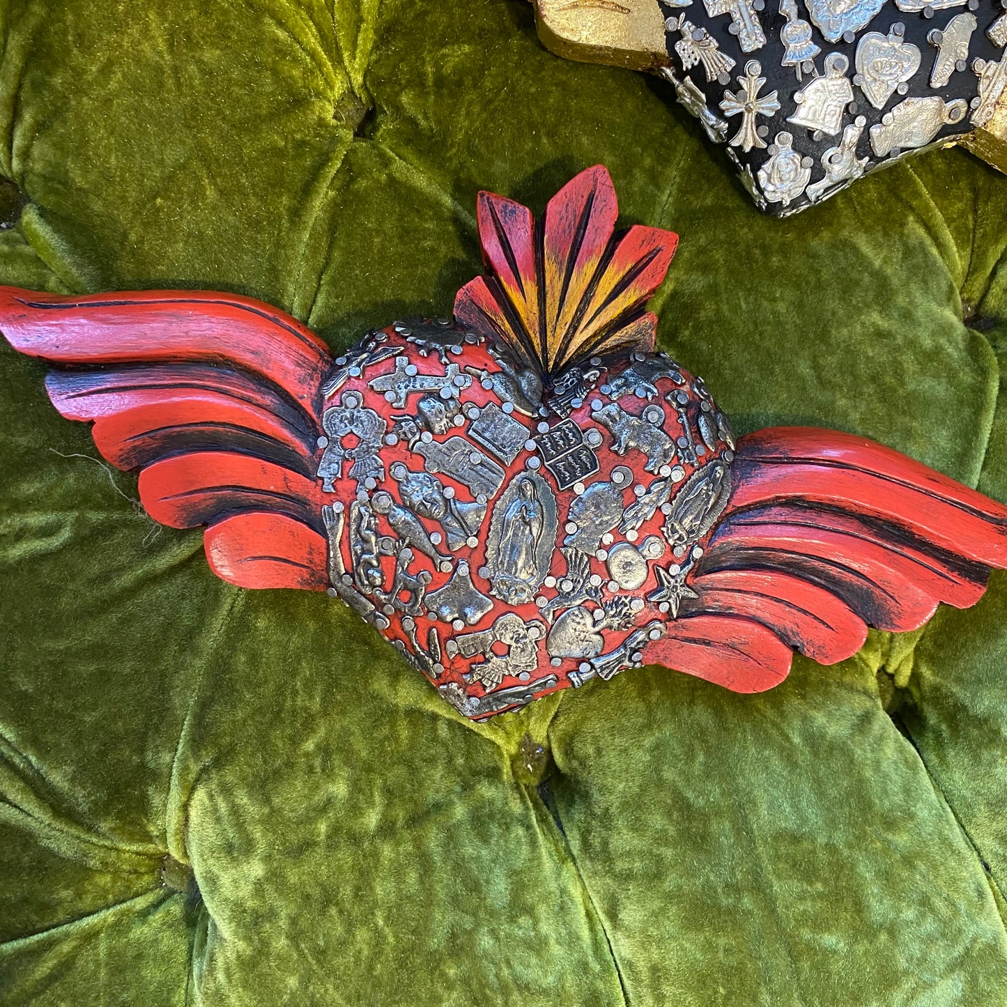 Milagros Corazon with Wooden Wings