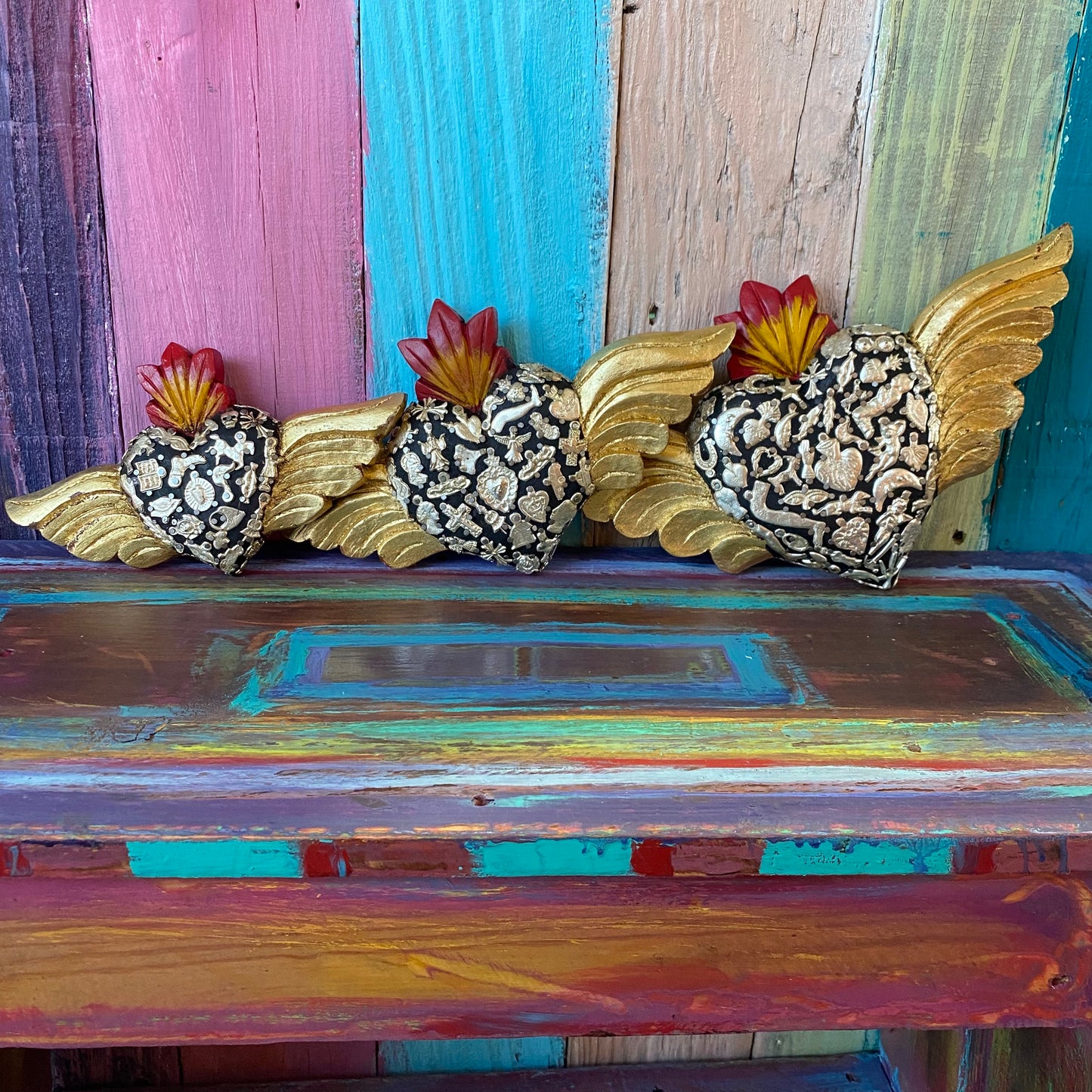 Milagros Corazon with Wooden Wings