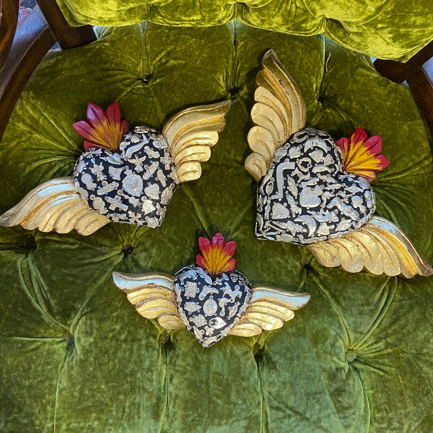 Milagros Corazon with Wooden Wings