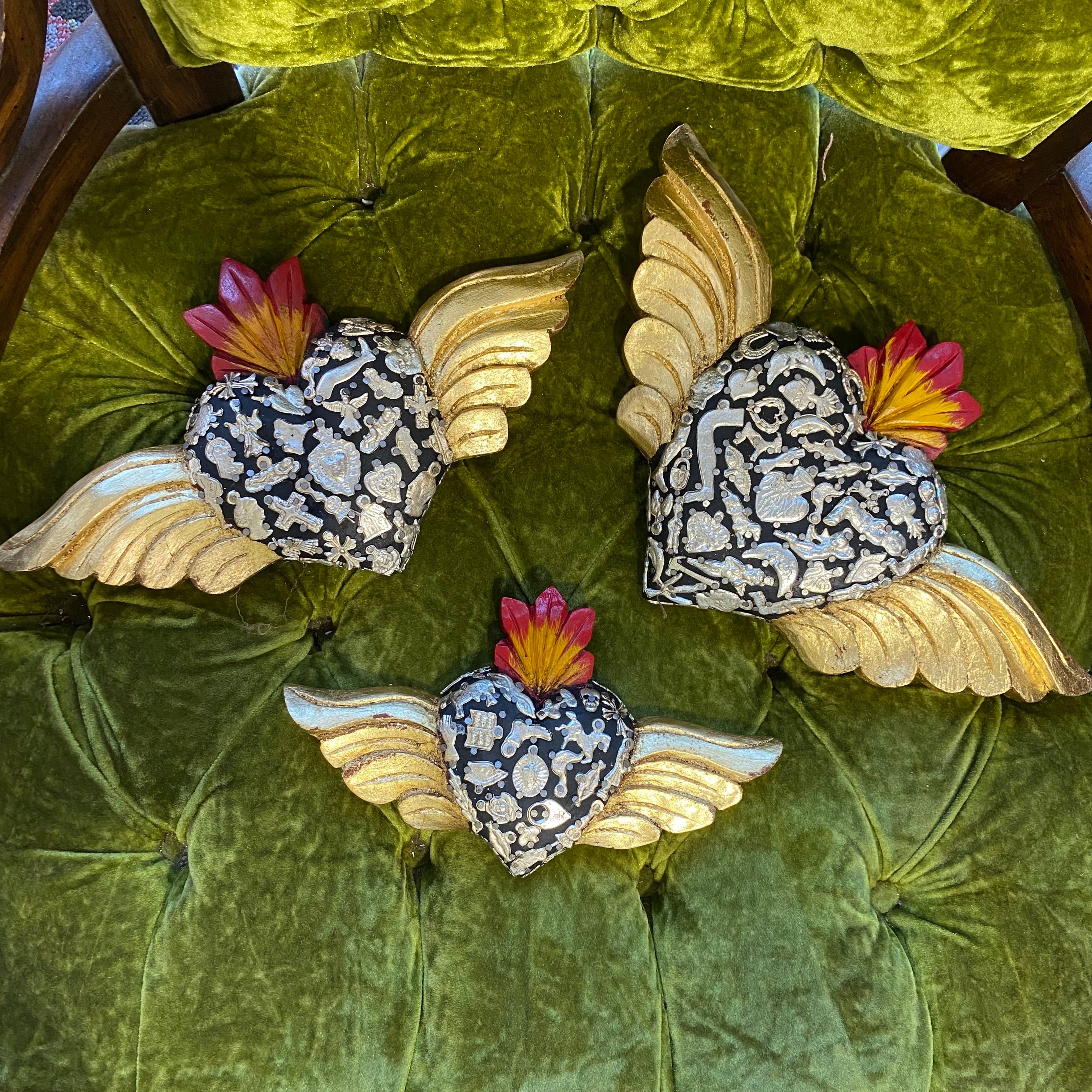 Milagros Corazon with Wooden Wings