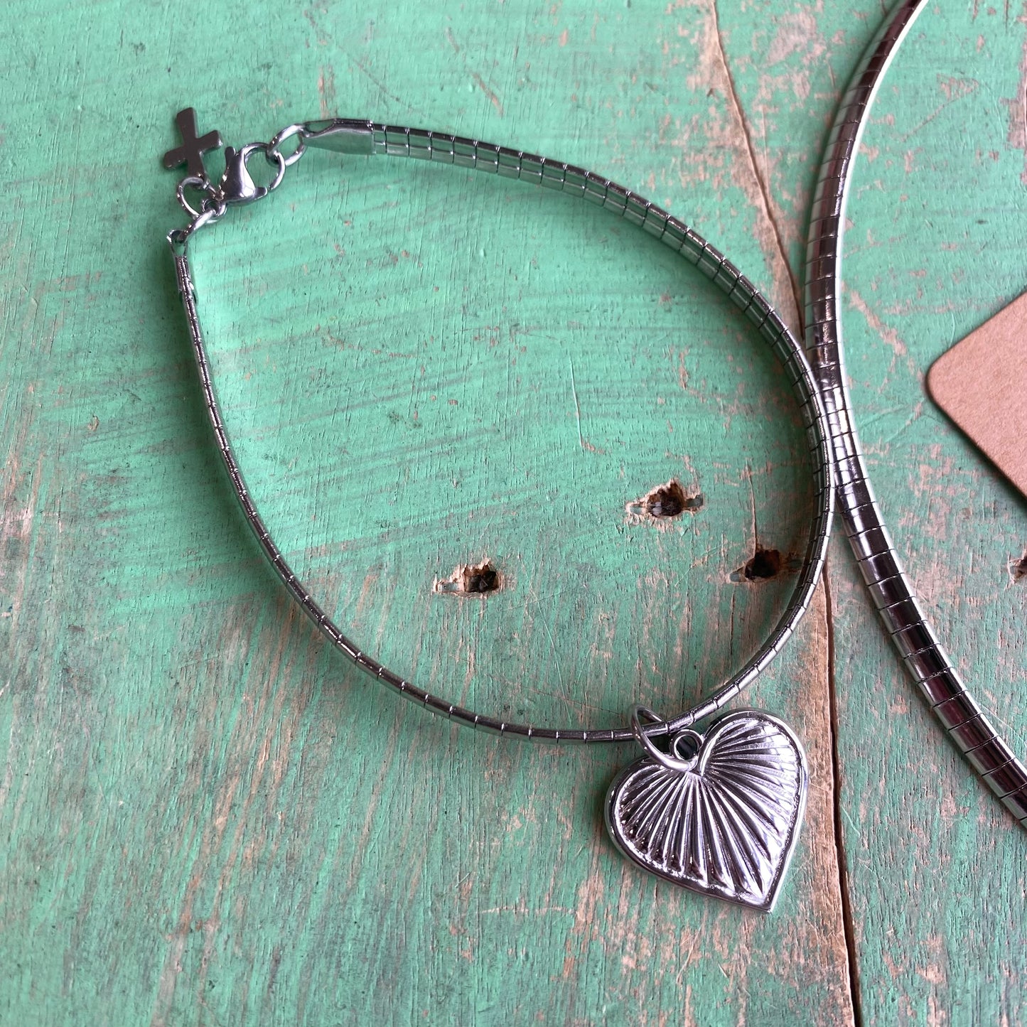 Shell Heart Necklace, Bracelet, and Earrings