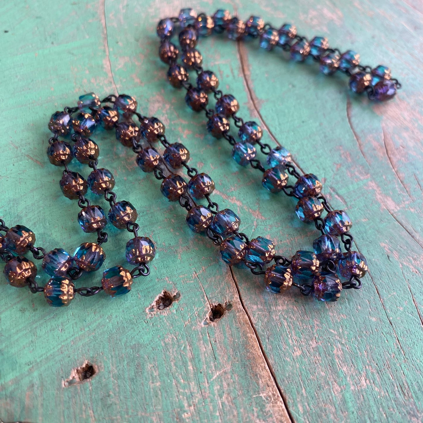 Aqua Our Lady of Guadalupe Necklace