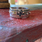Men's Sterling Silver Spinner Rosary Ring