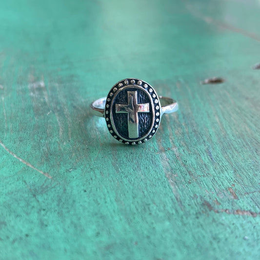 Sterling Silver Big Cross Ring