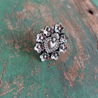 Sterling Silver Blooming Sacred Heart Adjustable Ring