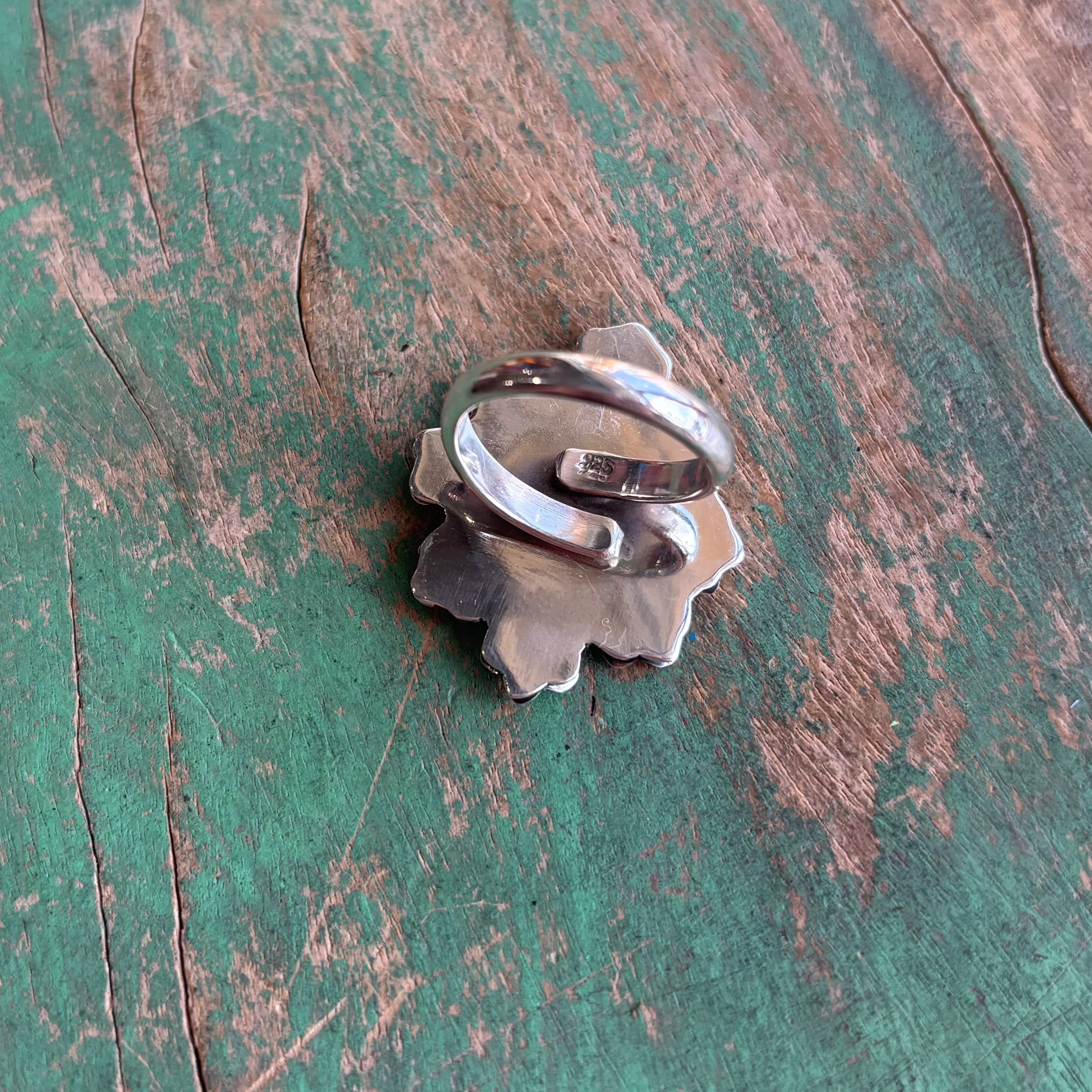 Sterling Silver Blooming Sacred Heart Adjustable Ring