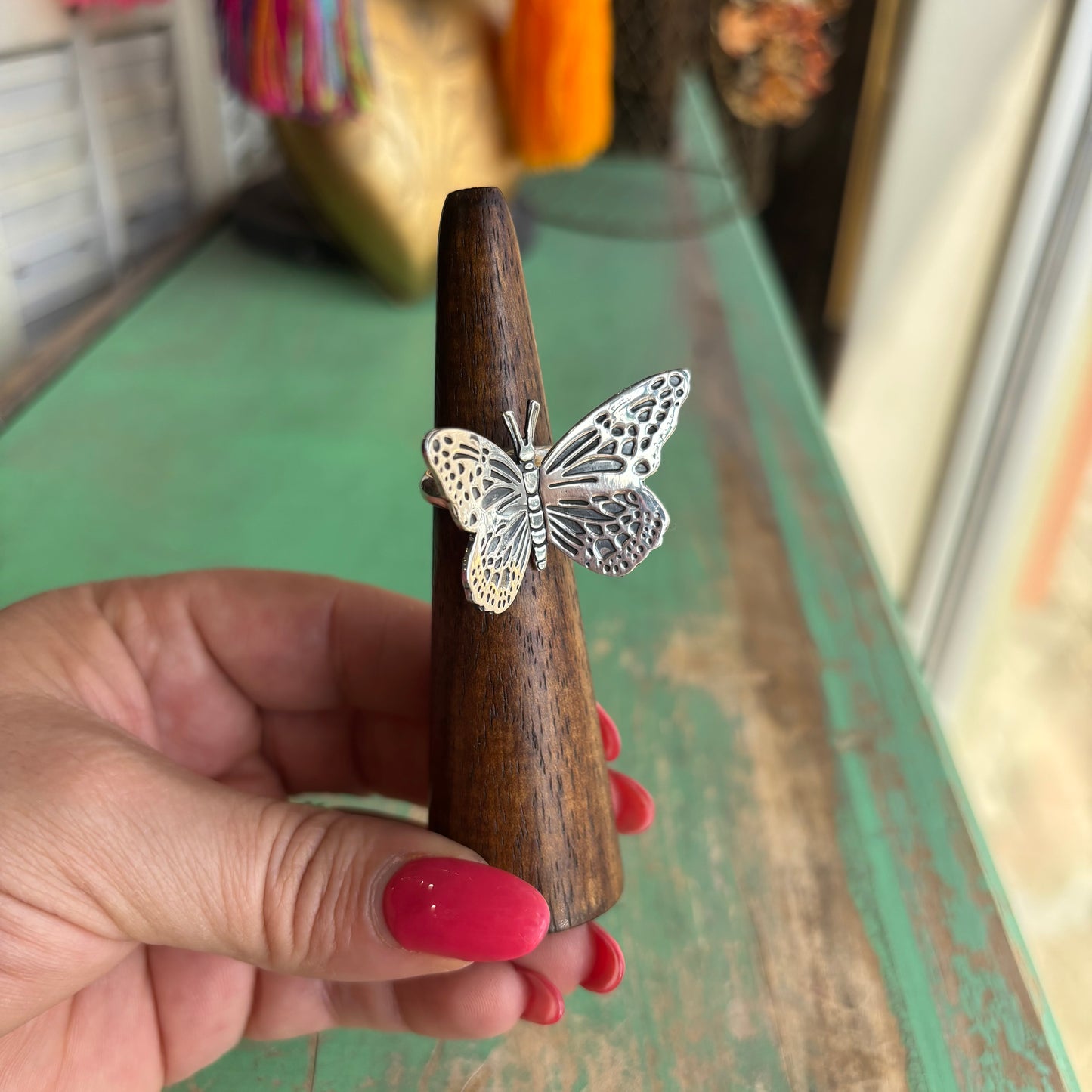 Sterling Silver Flying Butterfly Adjustable Ring