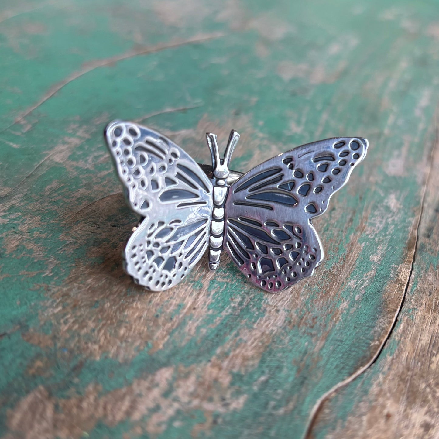 Sterling Silver Flying Butterfly Adjustable Ring