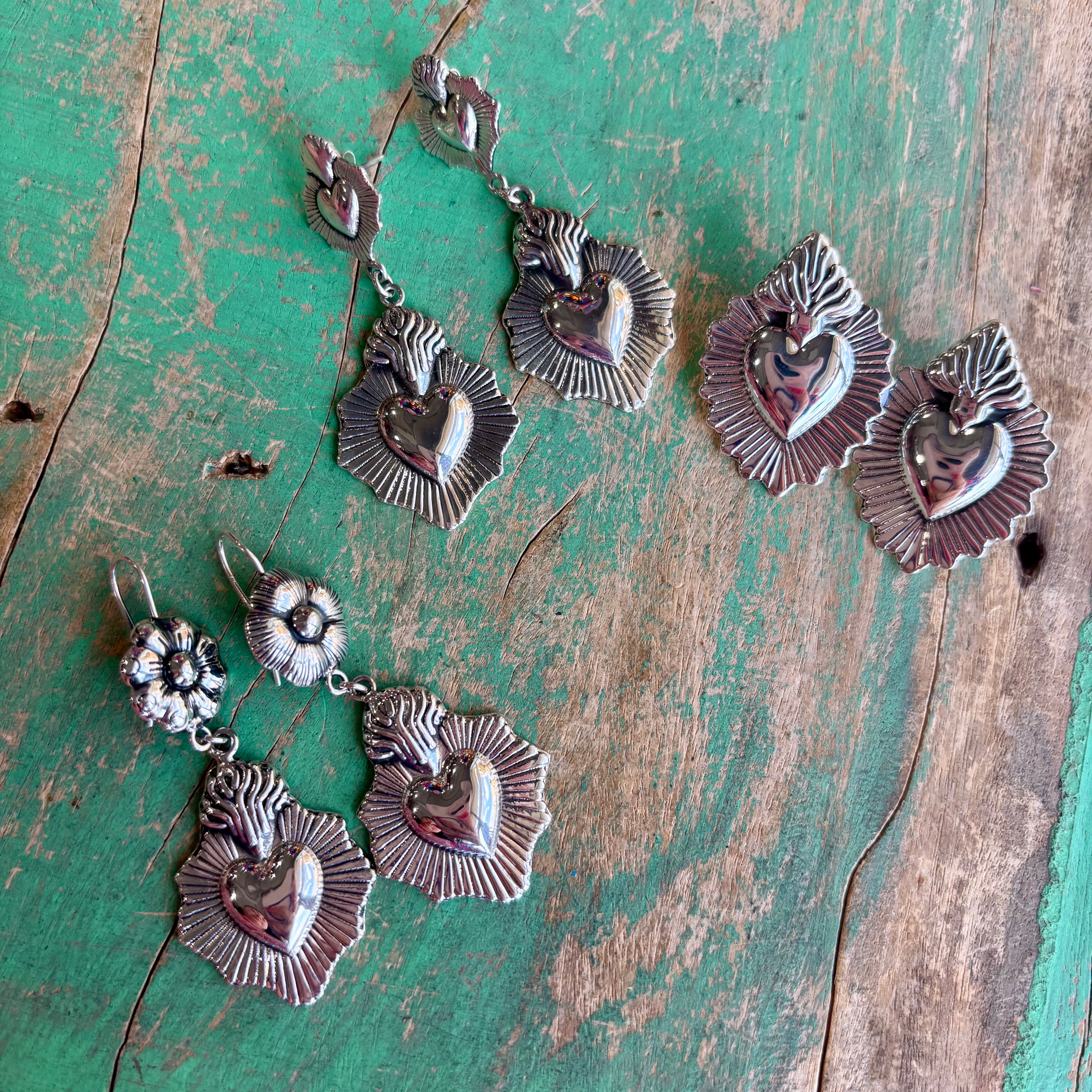 Sacred Heart on Fire Earrings