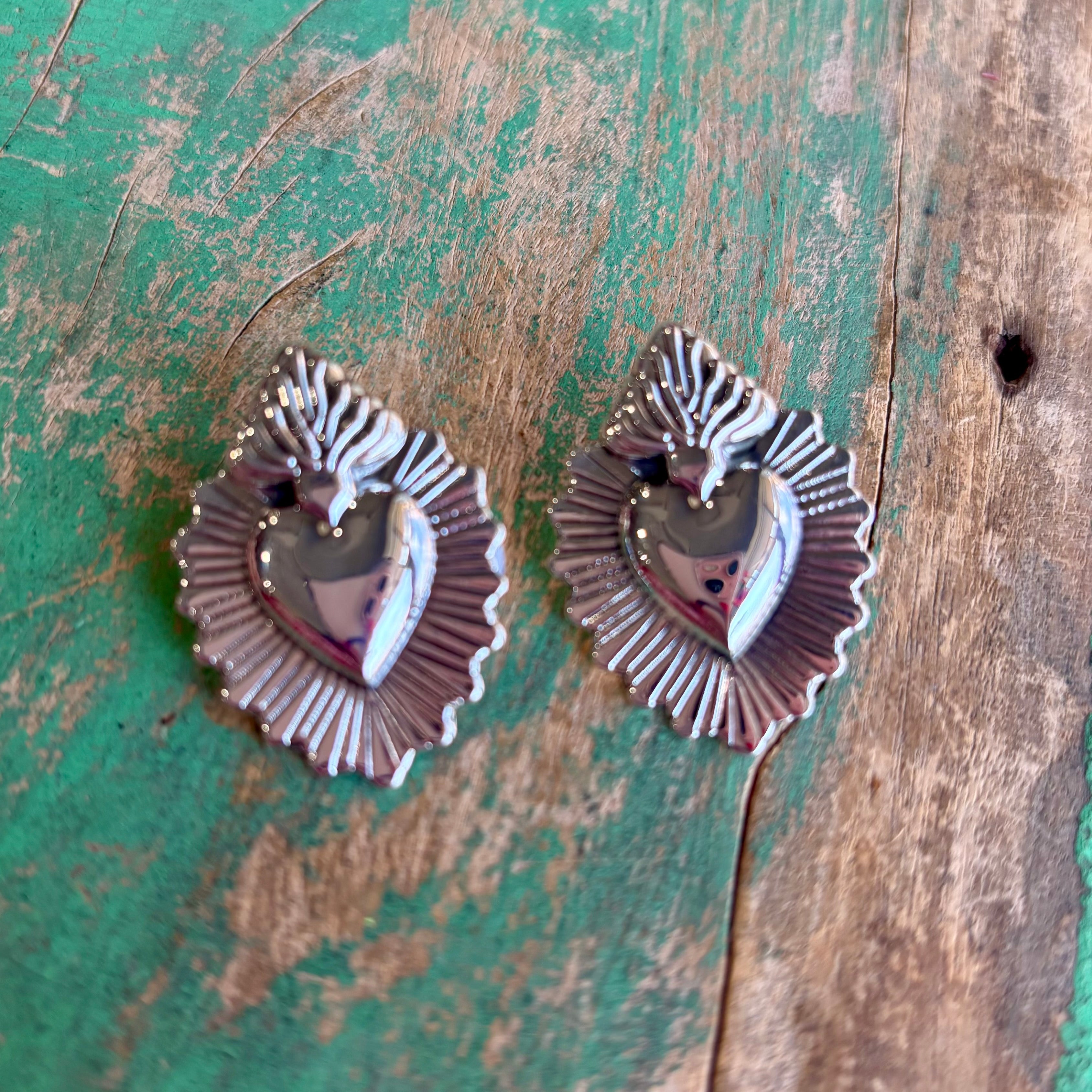 Sacred Heart on Fire Earrings