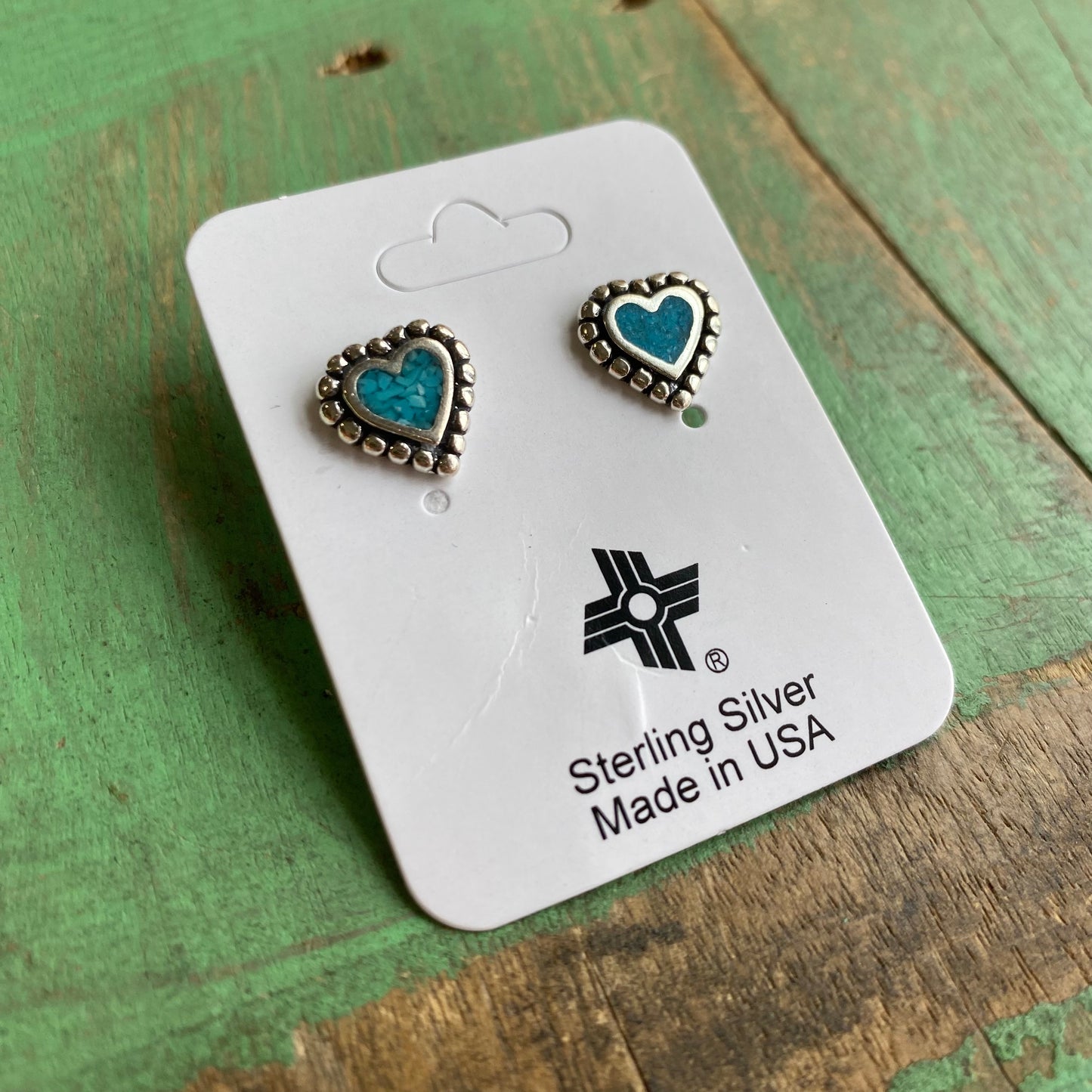 Sterling Silver Turquoise Heart Studs