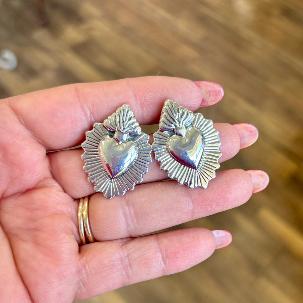 Sacred Heart on Fire Earrings