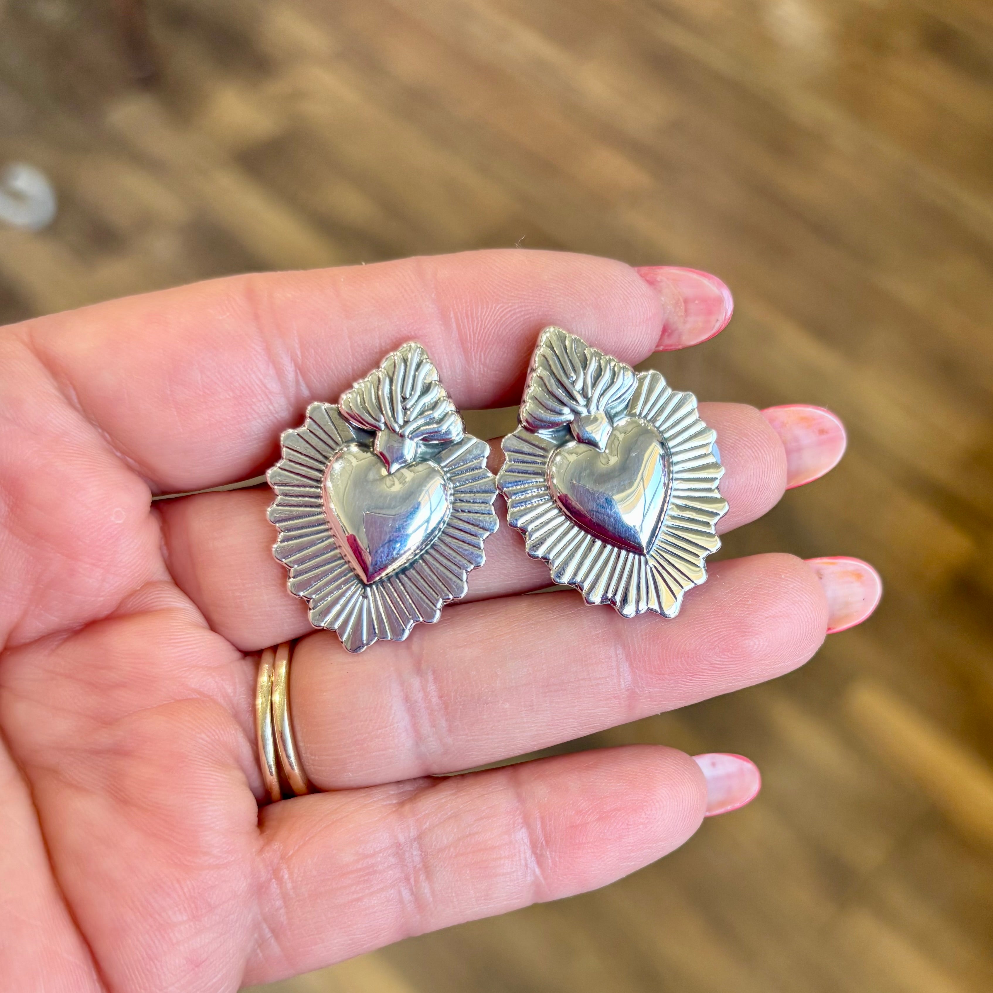 Sacred Heart on Fire Earrings