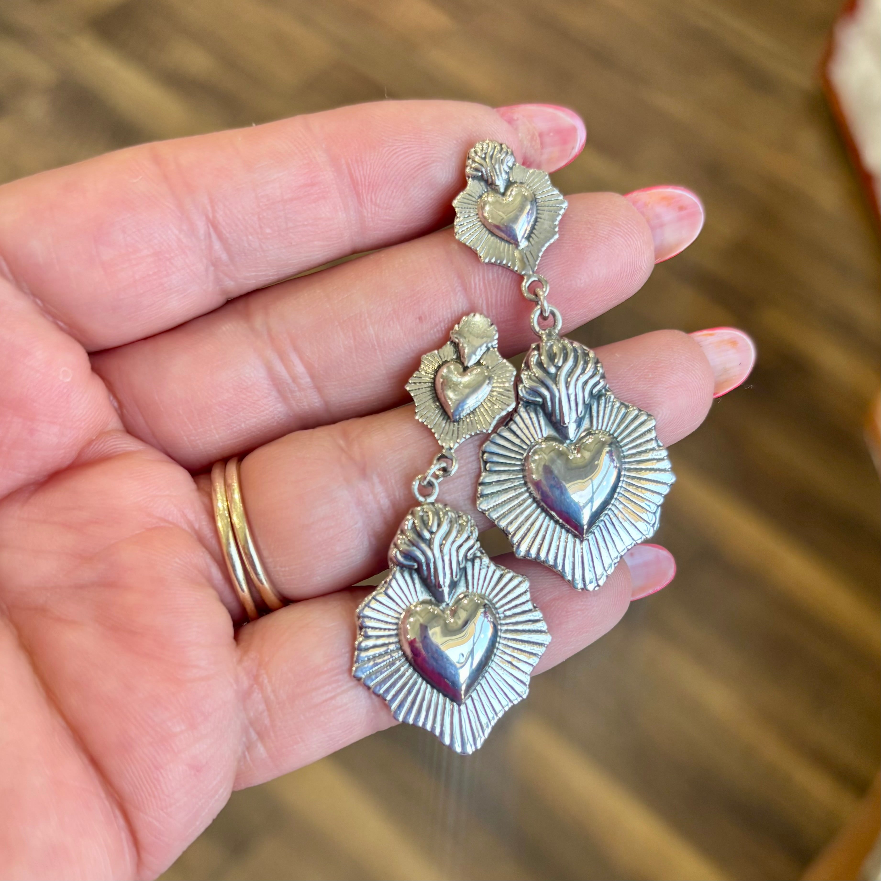 Sacred Heart on Fire Earrings