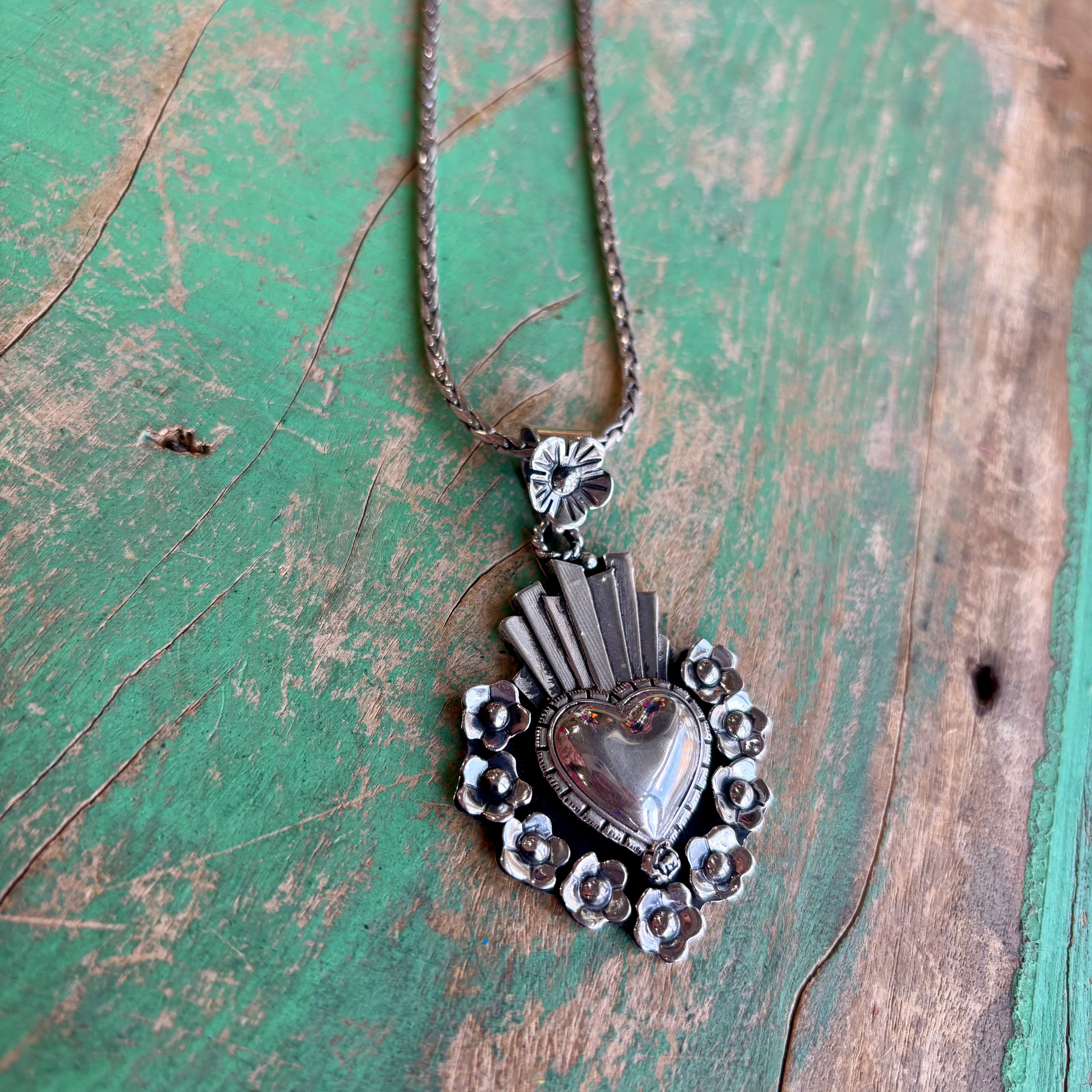 Blooming Sacred Heart Pendant or Necklace