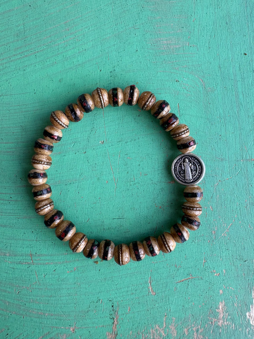 Men of Faith St. Benedict Prayer Bead Bracelet