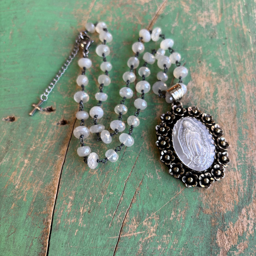 Blooming Mother Mary Shell Necklace or Ring or Pendant
