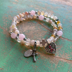 Breast Cancer Awareness Rosary Wrap Bracelet