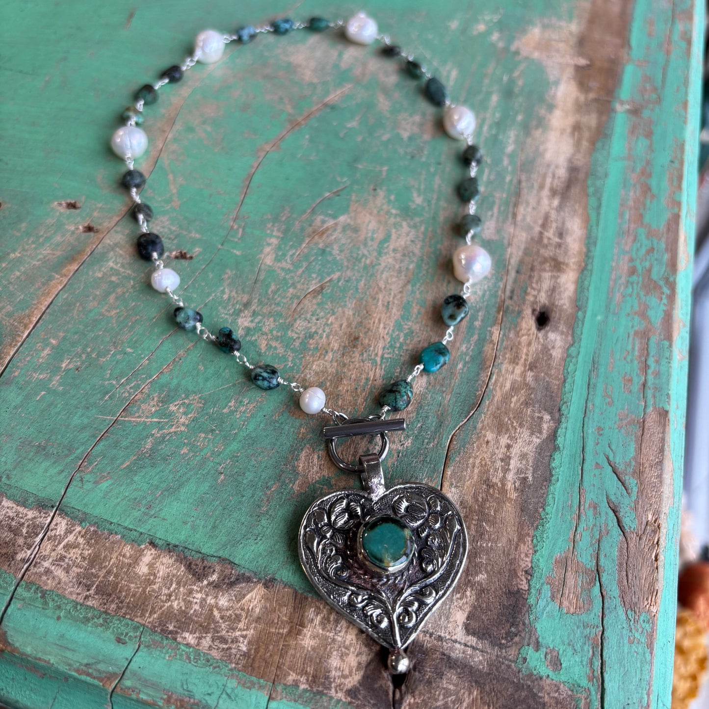 Turquoise Cowgirl Heart Necklace
