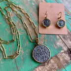 Two-Tone St Benedict Paperclip Necklace or Bracelet or Earrings