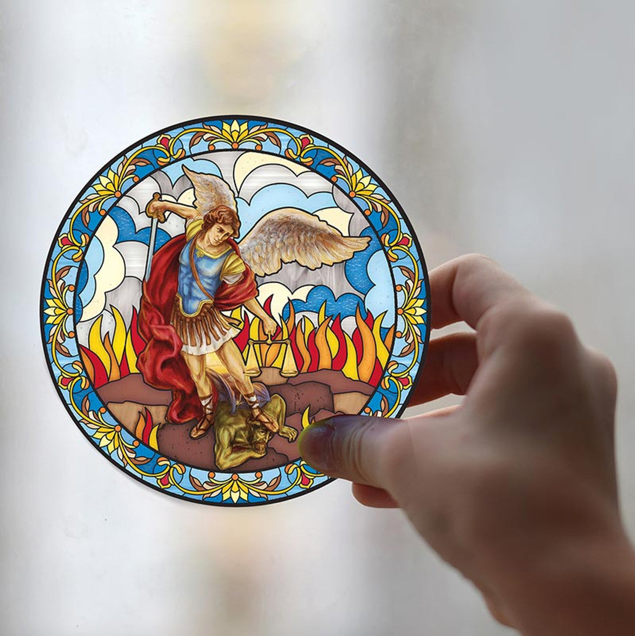 St Michael Stained Glass Decal