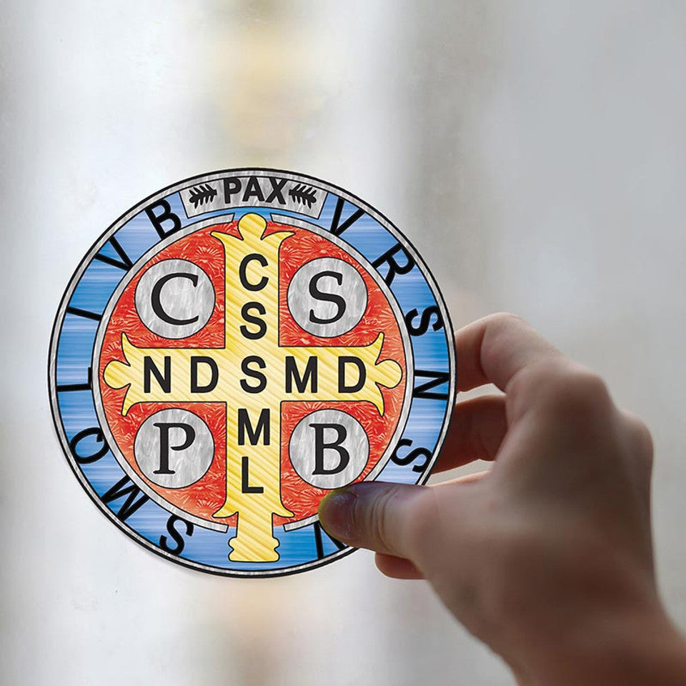 St Benedict Stained Glass Static Decal