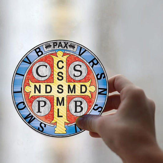 St Benedict Stained Glass Static Decal