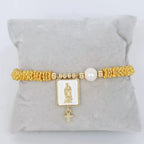 Gold Beaded Freshwater Pearl Faith Bracelets
