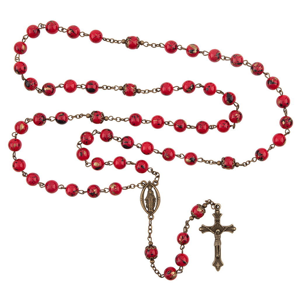 Bronze Glass Bead Our Lady of Grace Rosary