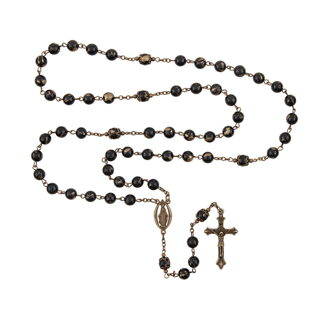 Bronze Glass Bead Our Lady of Grace Rosary