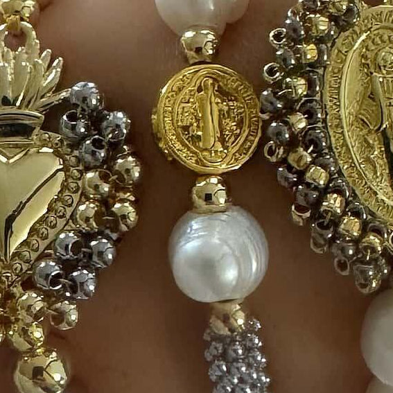 St Benedict FW Pearl Silver Plated Bracelet