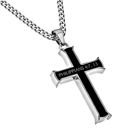 Black Iron Cross 24" Necklace